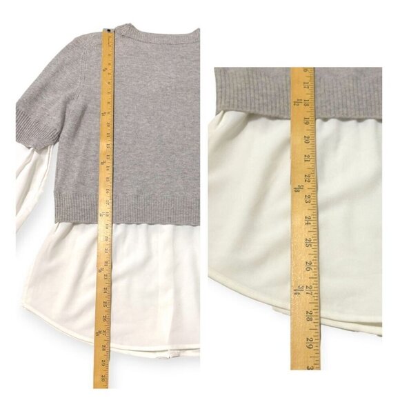 BROCHU WALKER The Ebella Layered Crew Sweater  Size M, Gray/White - Picture 13 of 13